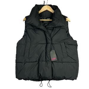 NWT Go.G.G Black Winter Warm Classic Puffer Gilet Vest Oversized Small Cropped
